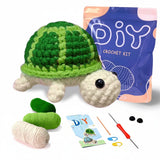 Green Turtle Crochet DIY Kit – Beginner Amigurumi Crochet Kit with Video Tutorial