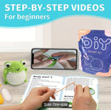 Frog Crochet Kit for Beginners - All-in-One Complete Crochet Set with Yarn, Hook, Pattern & Video Tutorial
