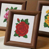Mini Floral Cross-Stitch Kit Set of 12 - Roses, Sunflowers & Lilies