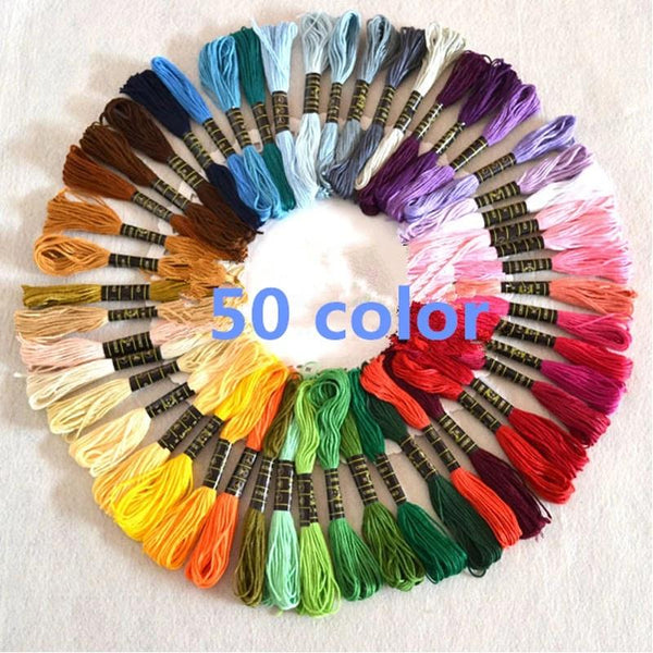 8-color Mixed Cotton Cross Stitch Thread Kit Knitting Sewing 7.5m DIY  Handmade