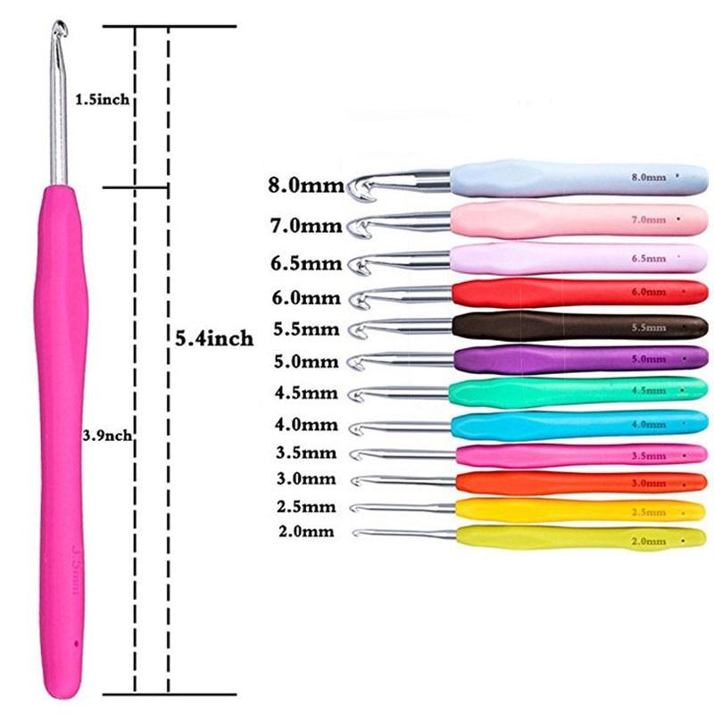 Rubber Grip Crochet Hook Set with Pouch