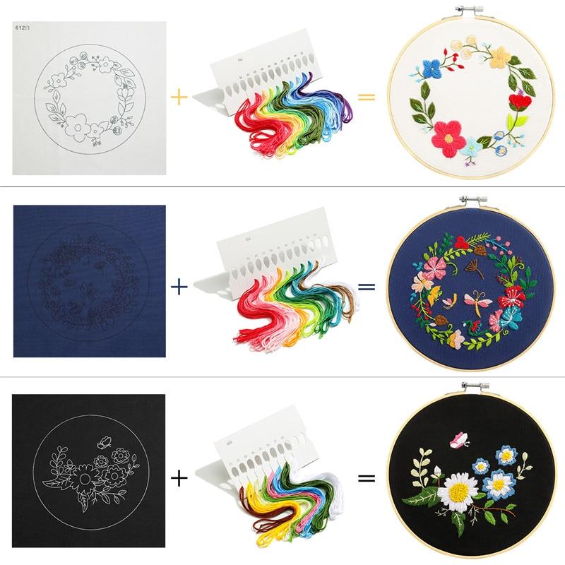 Embroidery DIY Kit (Bamboo Hoop) - 3 Sets