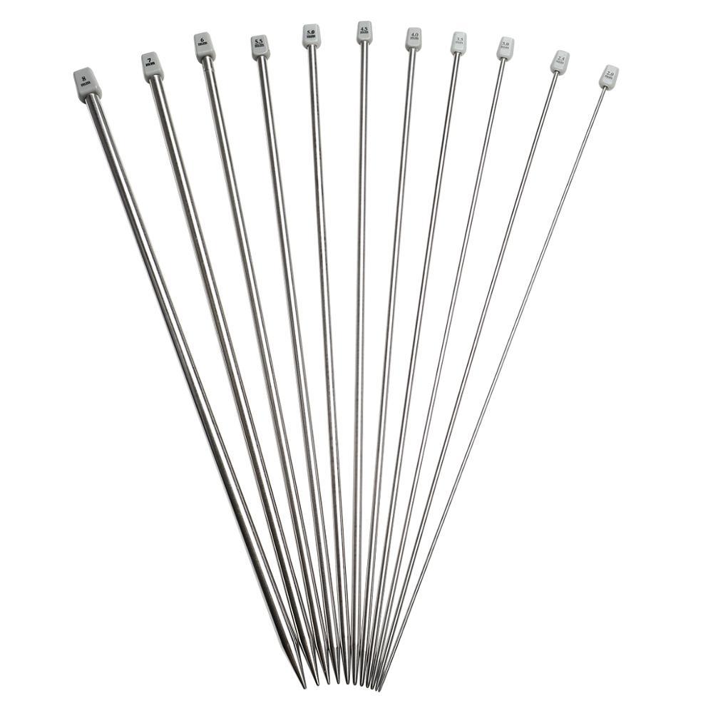 Single Pointed Stainless Steel Knitting Needles Set