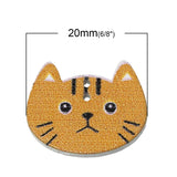 Cat Wooden Buttons Two Holes 20mm(6/8")x 16mm(5/8"),10 PCs